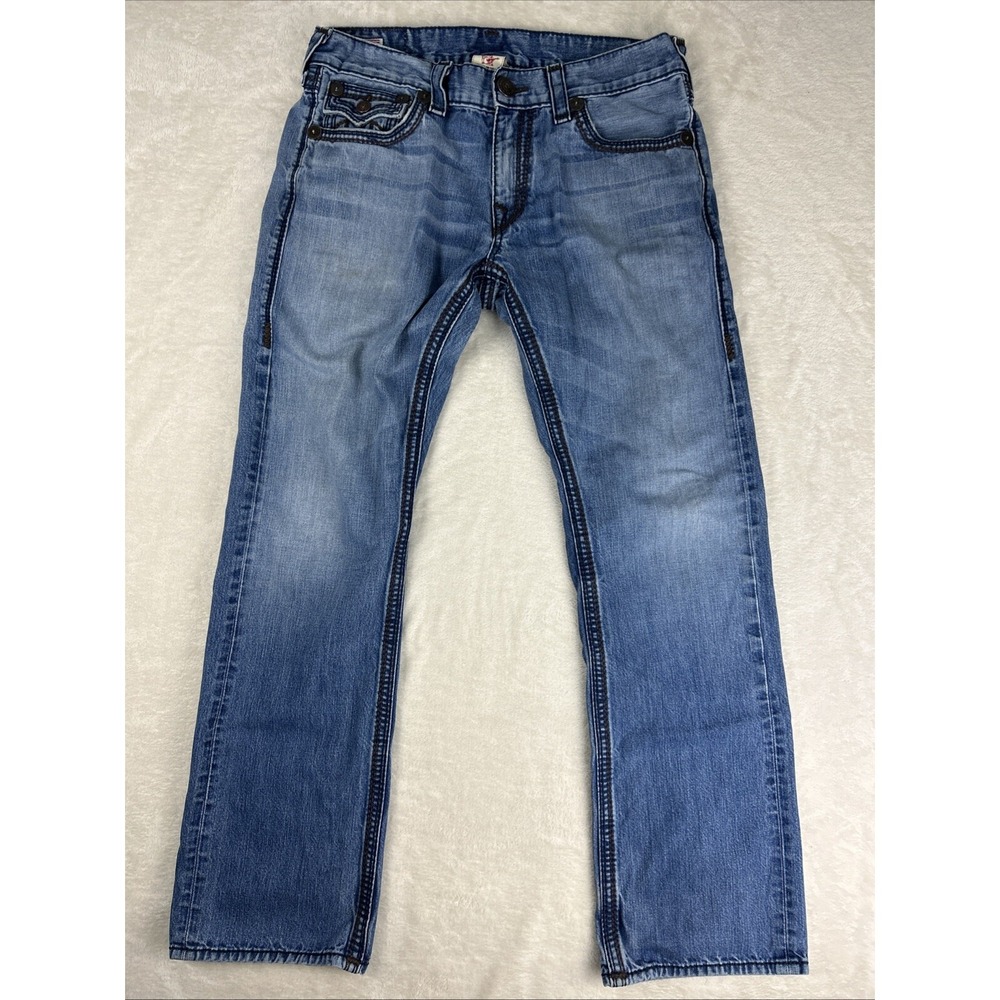 True Religion Jeans Ricky Big QT 34 Seat 34 Brown Thick Stitch Made In USA